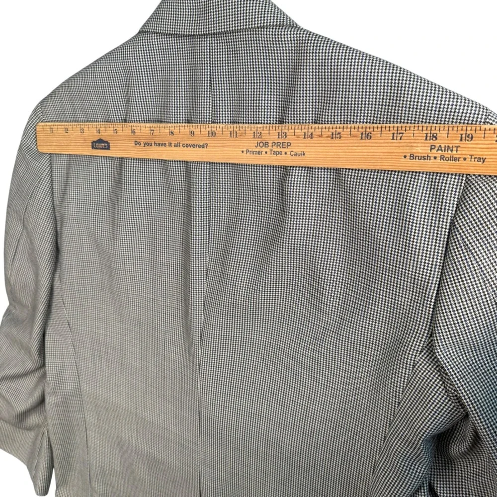 Vintage Stafford Blazer Mens 43R Grey Houndstooth Worsted Wool‎ Blend Sport Coat